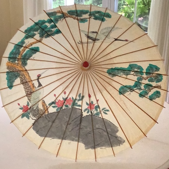 Other - Oriental Japanese rice paper bamboo umbrella . Vintage.